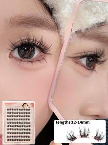 120 Büschel, kein Kleber, kein Entferner erforderlich, individuelle Wimpernbüschel C/D 0,07 mm 12-14 mm, natürlich aussehende dreidimensionale Wimpernverlängerungen Manga Wimpern