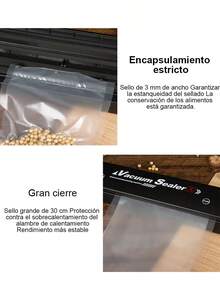 Envasadora al Vacío Automática 2 en 1 (Sellado al Vacío/Sellado Simple) - Máquina Profesional para Conservación de Alimentos con 5 Velocidades y Función Secado, Incluye 10 Bolsas de Regalo (Compacta para Hogar/Restaurantes) - Negro - Ver 6