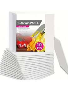 10 pezzi, Pannelli di tela da pittura piccoli di 10x10cm, - Pannelli di tela quadrati per pittura, Tele bianche piatte per acrilico, Tavolette da disegno, articoli scolastici