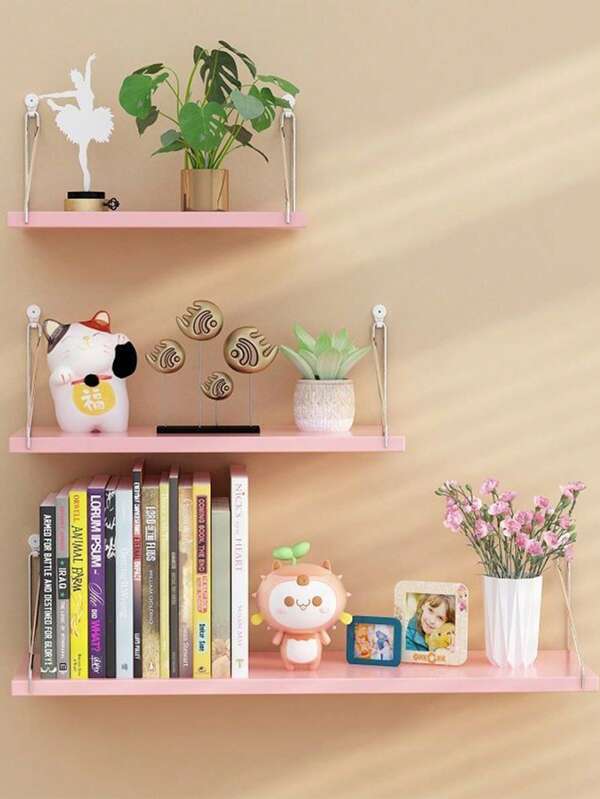 1pc Floating Wall Shelf, Rustic Wood Wall Shelf For Bedroom, Farmhouse Shelf For Bathroom, Hanging Shelf For Storage, Wall-Mounted Rack, Hanging Plant Shelf