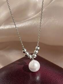 1 pièce Collier pendentif boule porte-bonheur en argent sterling S925, design minimaliste à la mode, style rétro élégant, chaîne pour la clavicule, polyvalent pour un port quotidien, cadeau idéal