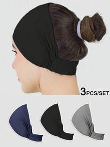 1/3 件纯色弹性发带，女士头饰，发带，发套头巾头巾柔软，轻便时尚简约多功能户外旅行和运动礼物秋冬女士头带女士度假装发饰 - 彩色 - 查看 3