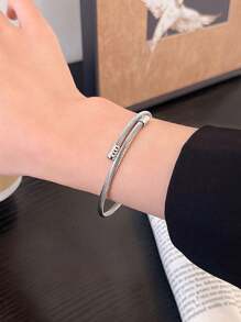 Pulsera trenzada de alambre de acero versátil de moda de 1 pieza con diseño expandible