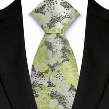 GOADAFOO Corbata de moda de 8 cm de ancho para hombre, de color verde con rayas, flores, cuadros y puntos. Corbata tejida jacquard para novio, negocios, boda y fiesta