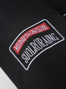 Men's Casual Letter Printed Long Sleeve Jacket, Spring & Fall Going Out Street Wear Racing Jacket Black Biker Jacket, Long Sleeve Going Out Designer Bomber Jacket, Streetwear Edition, For Friends, Husband, Boyfriend Gifts,