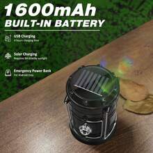 4pcs Solar Camping Lantern, Collapsible LED Solar USB Rechargeable Lantern Flashlight Emergency Hanging Lights For Camping Hurricane Equipment Power Outages Supplies Storm Survival Kit Indoor Outdoor