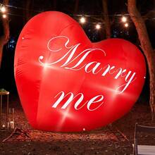 Decoración inflable de 10 pies con forma de corazón que dice "Cásate conmigo" con luces para el Día de San Valentín, regalo de compromiso, boda, aniversario, fiesta romántica, decoración de jardín y patio - 1 - Ver 6