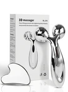 Zestaw wałków 3D do twarzy i gua sha ze stali nierdzewnej, narzędzie do modelowania twarzy, metalowa pielęgnacja skóry, masażer, zestaw prezentowy dla mamy, zestaw do pielęgnacji skóry redukujący obrzęki i zaczerwienienia, prezent dla mężczyzn i kobiet, uroda, produkty do pielęgnacji skóry, spa, pielęgnacja, narzędzia do pielęgnacji skóry, pielęgnacja twarzy, akcesoria kosmetyczne, masaż, narzędzie do masażu twarzy, wałek do twarzy