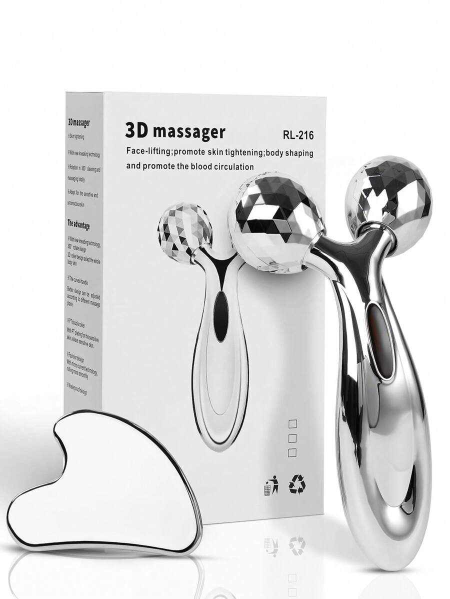 Zestaw wałków 3D do twarzy i gua sha ze stali nierdzewnej, narzędzie do modelowania twarzy, metalowa pielęgnacja skóry, masażer, zestaw prezentowy dla mamy, zestaw do pielęgnacji skóry redukujący obrzęki i zaczerwienienia, prezent dla mężczyzn i kobiet, uroda, produkty do pielęgnacji skóry, spa, pielęgnacja, narzędzia do pielęgnacji skóry, pielęgnacja twarzy, akcesoria kosmetyczne, masaż, narzędzie do masażu twarzy, wałek do twarzy
