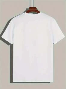 Men's Casual Short Sleeve Crew Neck T-Shirt, Creative Printed Design, Simple Design, Woven Process - White - View 3
