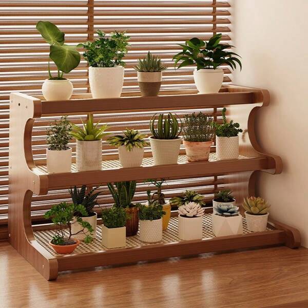 1pc Desktop Indoor Flower Rack Small Simple Succulent Green Ivy Flower Pot Rack Multi-Layer Drainage And Easy Storage Rack