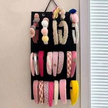 1 pieza Caja de almacenamiento de lazos para accesorios de cabello, con gran capacidad para almacenar cintas, lazos y accesorios de cabello, con cuerda resistente para colgar en la pared de la habitación
