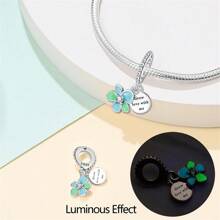 1 pièce Pendentif en argent sterling 925 avec pierre scintillante lumineuse et colorée en forme de papillon, fleur, oiseau, libellule, luciole brillant dans le noir. Convient pour la fabrication de bracelet et bijou pour femme.