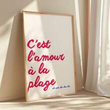 1pc It's Love At The Beach French Wall Art Beach Decor Colorful Print Summer Vibes Canvas Painting Home Decoration Room Art Decor Wall Arts Optional Frame