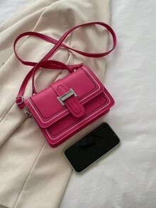 Mini bolso de mujer con solapa acolchada y estilo elegante - Rosa Fucsia - Ver 11