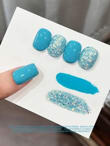 XEIJAYI 15ML Dual-Color Blue And Sweet Candy Glitter Nail Gel Set, Semi-Permanent Soak-Off UV LED Nail Salon DIY Gel, Spring/Summer - Multicolor - View 5
