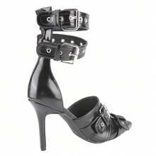 BELOVELY[LACEY-23]Women's High Stiletto Buckle  For Women Slingback With Straps Point Toe Casual Dress Shoes - 黑色 - 查看 5
