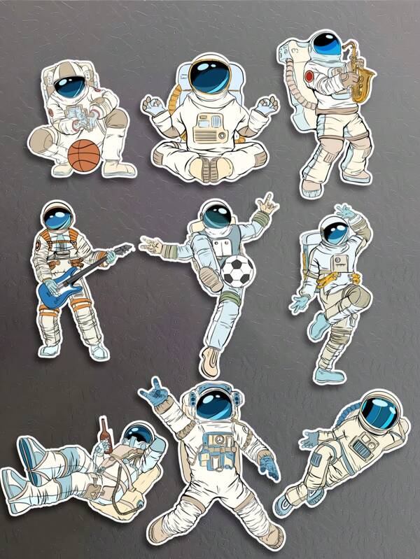 9pcs Anime Astronaut Magnetic Stickers – Space-Themed Fridge Magnets For Decoration
