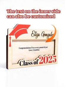 Personnalisation de 2025 Portefeuille de chapeau de graduation en bois, 19x12x1cm, cadeau de graduation, diplômés 2025, cadeau de graduation du lycée, fournitures scolaires