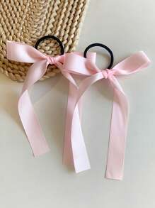 2-teiliges Set Haargummis mit süßer rosa Schleifen-Optik für Frauen, Ballett Schleifchen-Haarschmuck geeignet für den täglichen Gebrauch, Zopfhalter, Haargummis, Haargummis, Haarscrunchies
