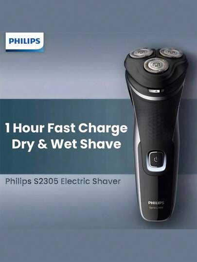 PHILIPS Rasoir électrique S2305 Système de coupe Windchi 3D, lame flottante, vernis + rainure d'arc de filet de lame, charge rapide 1 heure
