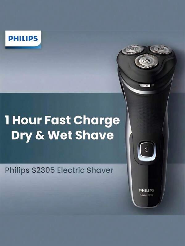 PHILIPS Electric Shaver S2305 Windchi Cutting System 3D Floating Blade Veneer + Blade Net Arc Groove 1 Hour Fast Charge