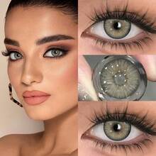 2 piezas de lentes de contacto de color gris marrón, maquillaje de ojos, lentes de contacto anuales suaves cosméticas, ideales para maquillaje creativo de Halloween, fiesta temática y transformación para disfraces y eventos especiales. - Multicolor - Ver 2