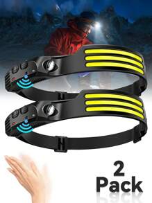 1PC Rechargeable COB Induction Fishing Headlamp, Super Bright LED Flashlight, Large Range Light, Built-In Battery, USB Rechargeable Headlamp, 5 Modes, Suitable For Fishing, Camping, Exploring, Hiking, Outdoor