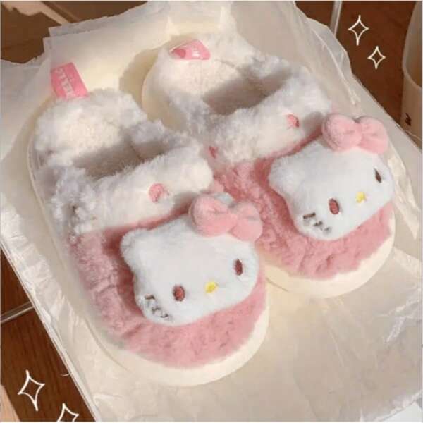 Sanrio Anti-Slip Cartoon Kitty Cat Cute Indoor Summer Slippers For Women, Soft-Sole, Girlish Home Wear