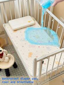 1 件卡通兔子、熊、恐龙印花柔软防水床垫、婴儿床/床单、育儿室、卧室、老年人、月经期、宠物、日托、返校