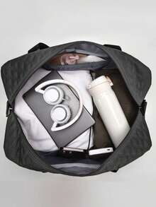 纯色简约旅行行李拉链手提包，多功能独立鞋隔层大容量收纳单肩包，轻巧方便，适合户外包，适合学校，学校配件，学校用品