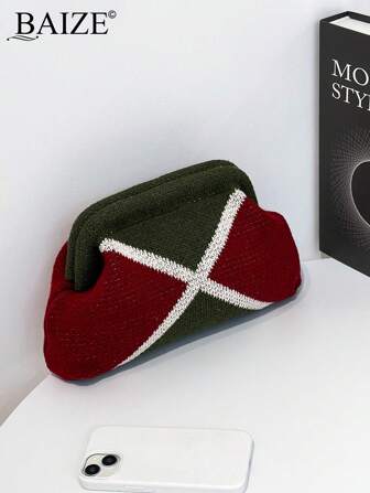 ENBEI BAIZE 优雅条纹拼色手拿包 - 大号化妆包，多功能女士沙滩包，夏季钱包优雅女士包，适合日常使用和节日场合母亲节礼物，婚礼季节纪念品包