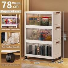 5/4/3/2/1 Layer Clothes Storage Box, Home Closet Organizer Folding Plastic Container Cabinet With Door, Large Capacity For Women Storage Organizer Travel Essentials Back To School