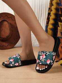 New Leopard Print Slippers For Women, Lightweight, Personalized, Fashion, Versatile, Comfortable, Soft, Breathable, Non-Slip, Shock-Absorbing House Slippers - Green - View 6