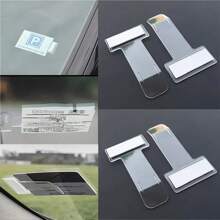 5pcs Self-Adhesive Car Interior Accessories Front Window Visor Card Clip, Can Clip Receipts, Access Cards, Business Cards, Parking Permits With Clear View, Car Storage Organizer