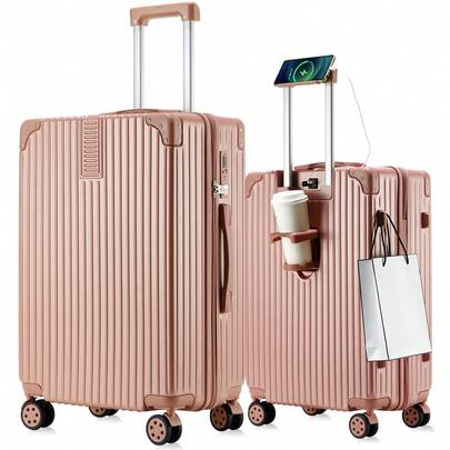機能ケース、旅行用ボックス、スマートフォンスタンド付き、USB コネクター付き、コップ置きスタンド付き、超軽量で耐衝撃性があり、静音性があり、360 度回転可能な万向輪（ユニバーサルキャスター）、二輪式、大容量のジップ付きボックス