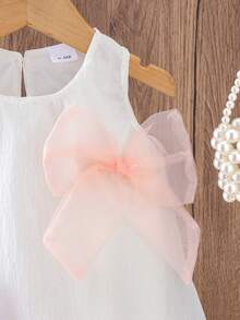 1 件女婴优雅轻便夏季连衣裙 - 白色 - 查看 4
