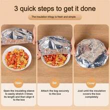 50 个/包铝箔食品盖 - 耐热、防漏、可重复使用的保温盖，可保持食物新鲜并保护台面，紧密贴合设计，无需用电 - 銀色 - 查看 3