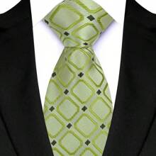 GOADAFOO Corbata de moda de 8 cm de ancho para hombre, de color verde con rayas, flores, cuadros y puntos. Corbata tejida jacquard para novio, negocios, boda y fiesta