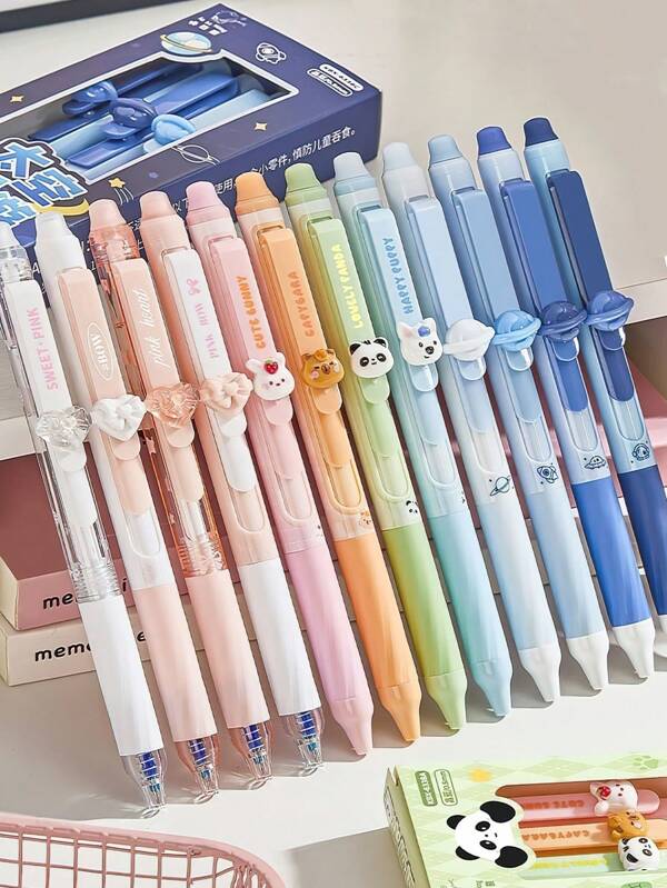 4pcs Erasable Pens With Erasers, Retractable Gel Pen With Eraser, 0.5 Mm Fine Point Smooth Writing Black Ink For School Office Supplies Journaling