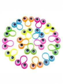 5 pièces Anneaux de doigt à activation par les doigts, décoration de fête d'anniversaire créative avec gros yeux de doigt en forme de boule oculaire. (Couleurs aléatoires)