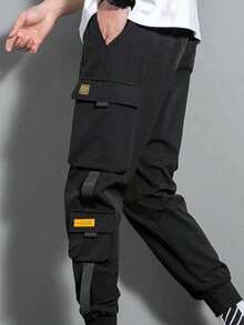 Joggers de hombre estilo Hip Pop Multibolsillos Cintura con cordón Street Style - Negro - Ver 6