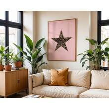 1 件豹纹星星印花复古星女孩海报帆布画家居装饰房间艺术装饰墙面艺术可选画框 - 彩色 - 查看 5