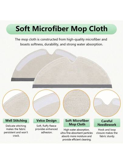 Wipes Roborock Q5 Pro, Pro+, Q8 Max, Q8Max+, S5, S5 S6, S6 Pure, MaxV, Q7, Q7Max Robot Stofzuiger Cleaner, Soft, Washable Reusable Replacement Mop view 8