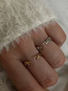 1 pièce Bague unique minimaliste "La main de Dieu donnant la vie à Adam" pour femmes et hommes. Bijou de mode, cadeau idéal, réglable