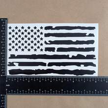 Paquete de 4 calcomanías de la bandera estadounidense: calcomanías de la bandera estadounidense regulares y desgastadas (pequeñas ~10 cm, negro) - Negro - Ver 6