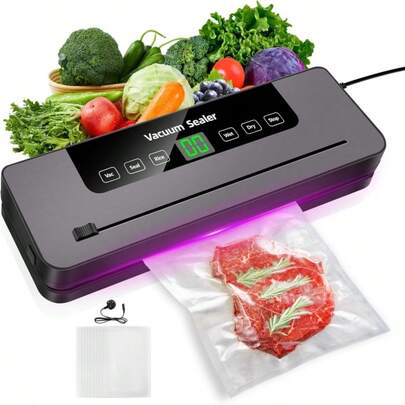 Vandise Vacuum Sealer Machine Automatic Food Saver | 6 Modes For Dry Wet Foods | Strong Suction Vacuum Sealer For Meat Fish Vegetables Fruits Snacks Coffee Grains | Preserve Freshness Longer | Includes 10 Free Vacuum Bags | Waterproof Touch Screen Control Panel | Built-In Bag Cutter & Roll Storage | Compact Design For Kitchen Countertop | Ideal For Sous Vide Meal Prep Marinating Freezing Storing Leftovers | Commercial & Home Use | Easy To Clean | Leak-Proof Seal Technology | One-Touch Operation | Perfect For Extending Shelf Life Of Perishables | Great For Camping Travel Bulk Buying | Durable Heavy-Duty Design | Stainless Steel Housing | Quiet Operation | Energy Efficient | Best Gift For Home Cooks