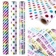 3-Style Birthday Wrapping Paper Rolls, 17in X 120in Per Roll, Colorful Foil Birthday Designs For Parties, Celebrations - Multicolor - View 2