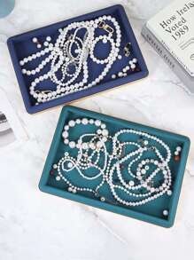 1pc High Quality Jewelry Display Tray, Necklace Pendant, Ring, Earring, Bracelet Organizer Holder, Gold Metal Faux Leather Velvet Jewelry Tray Summer Necessity For Women Storage Organizer Gift Travel Back To School