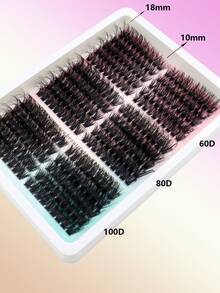 5 盒睫毛簇，黑色浓密睫毛 40D/60D/80D/100D/120D/160D/200D 蓬松分段睫毛 10-18 毫米混合长度 D/DD 卷曲风格，适合日常化妆和 DIY - 黑色 - 查看 6